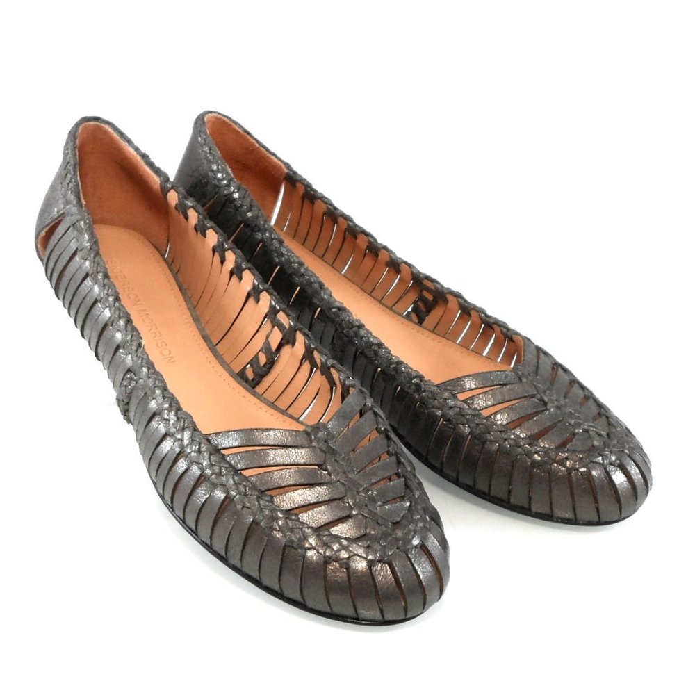 NIB$350 Sigerson Morrison Brian Woven Leather Cut-out Straps Ballet Flats 6